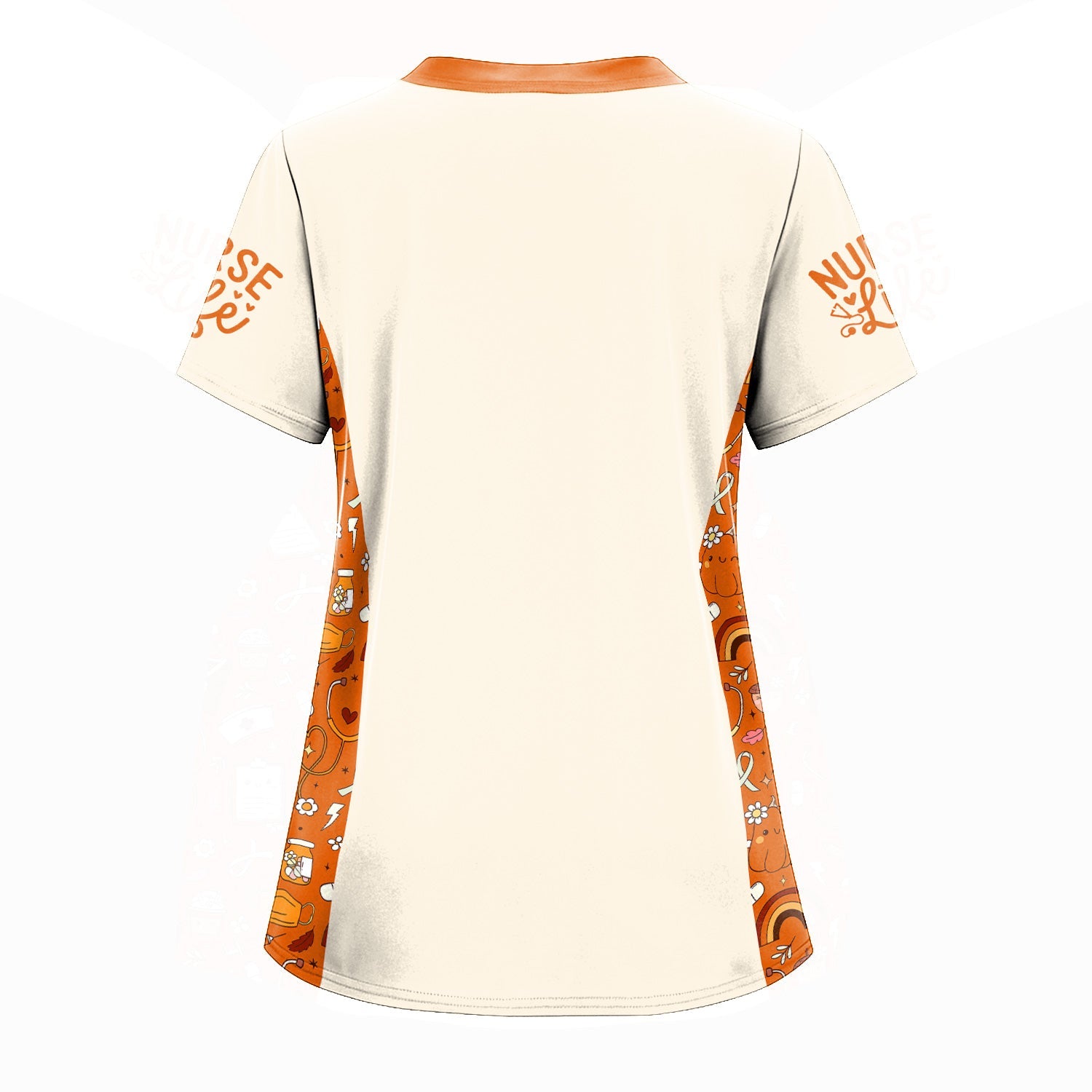 Fall Nurse Scrub Shirt with Pumpkin Design - Thankful Grateful Blessed Quote - Custom Autumn Gift for Women RN CNA LPN