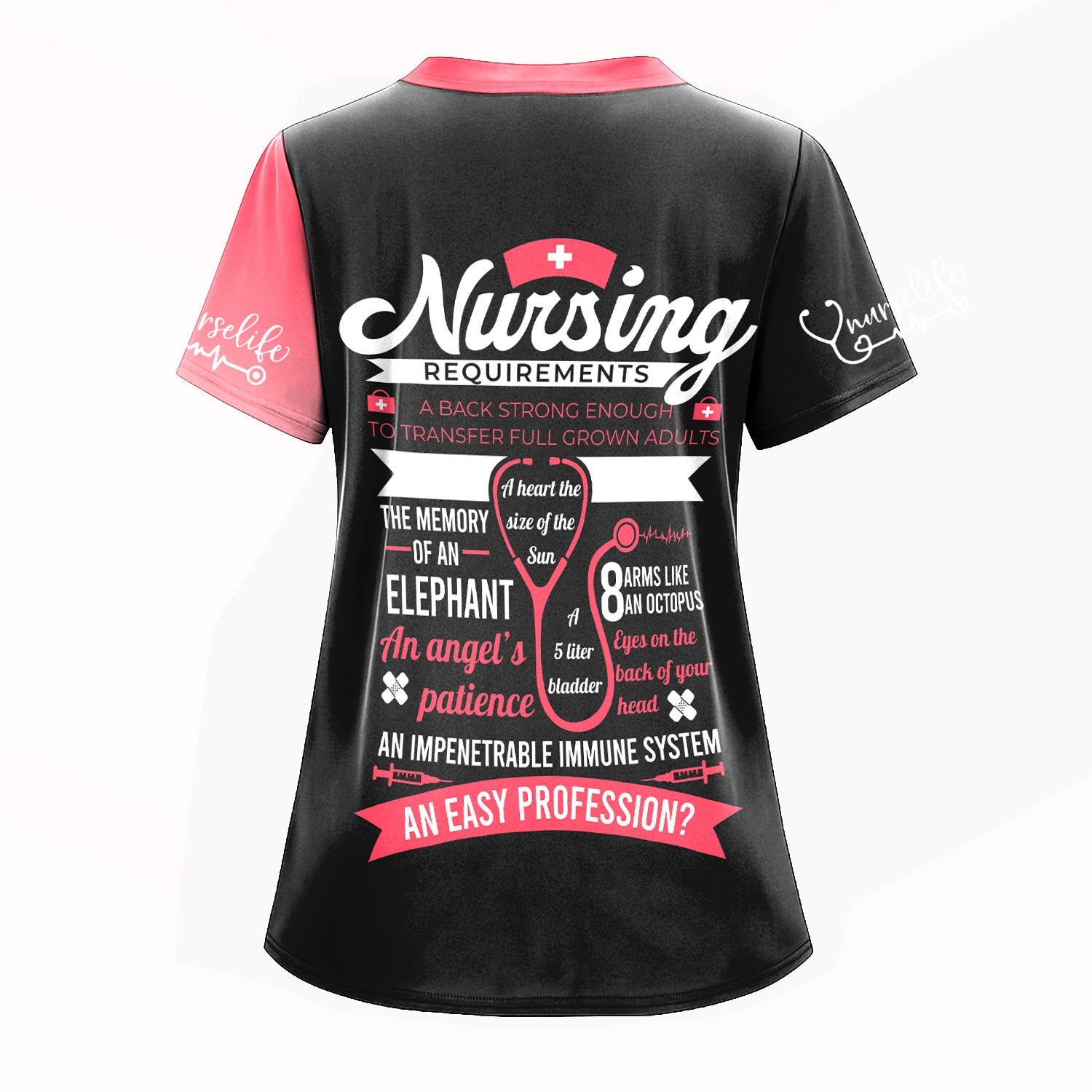 Personalized Nurse Life Shirt - Cute Syringe Bow Design Pink Black - Nursing Requirements Funny Quote Gift