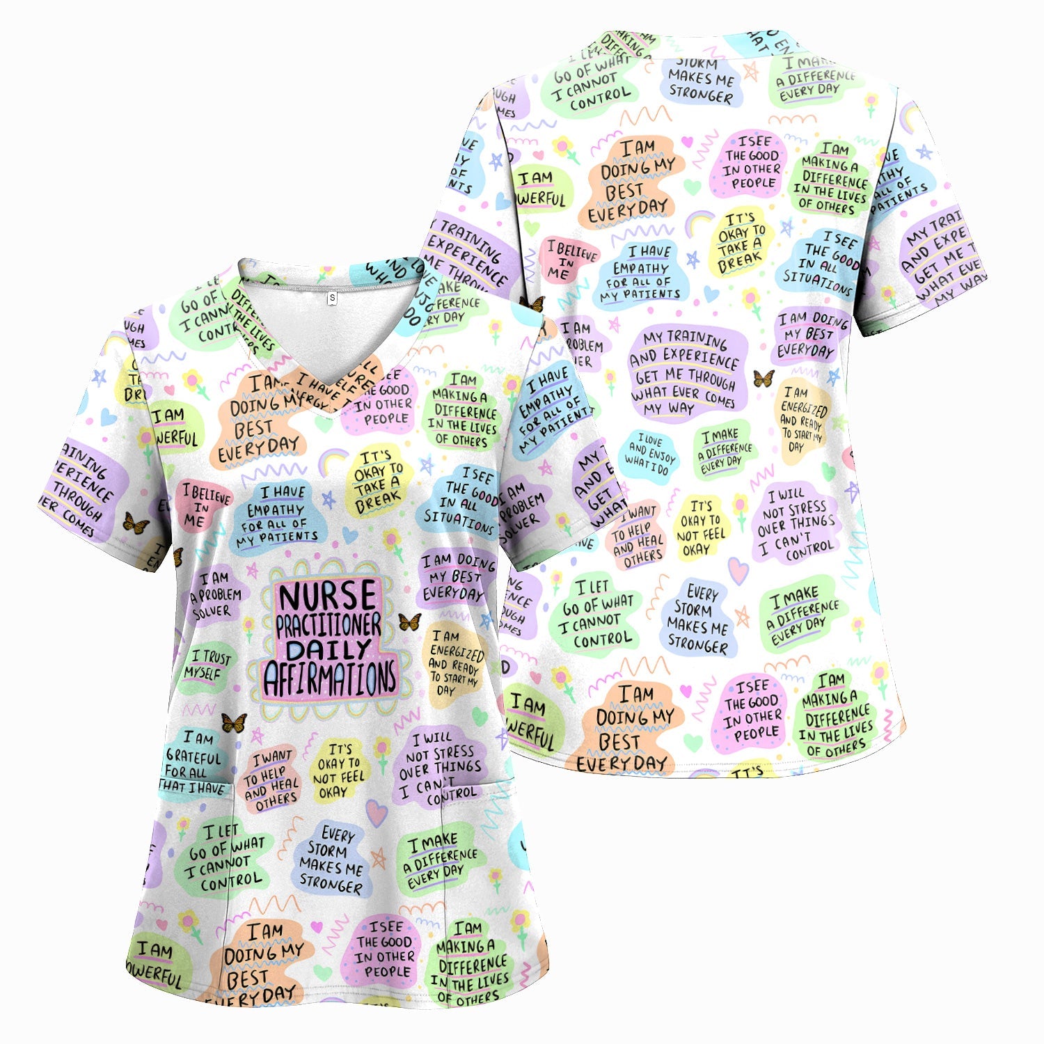 Personalized Nurse Practitioner Shirt - Daily Affirmations Pastel Design - Motivational Gift for RN LPN CNA Women