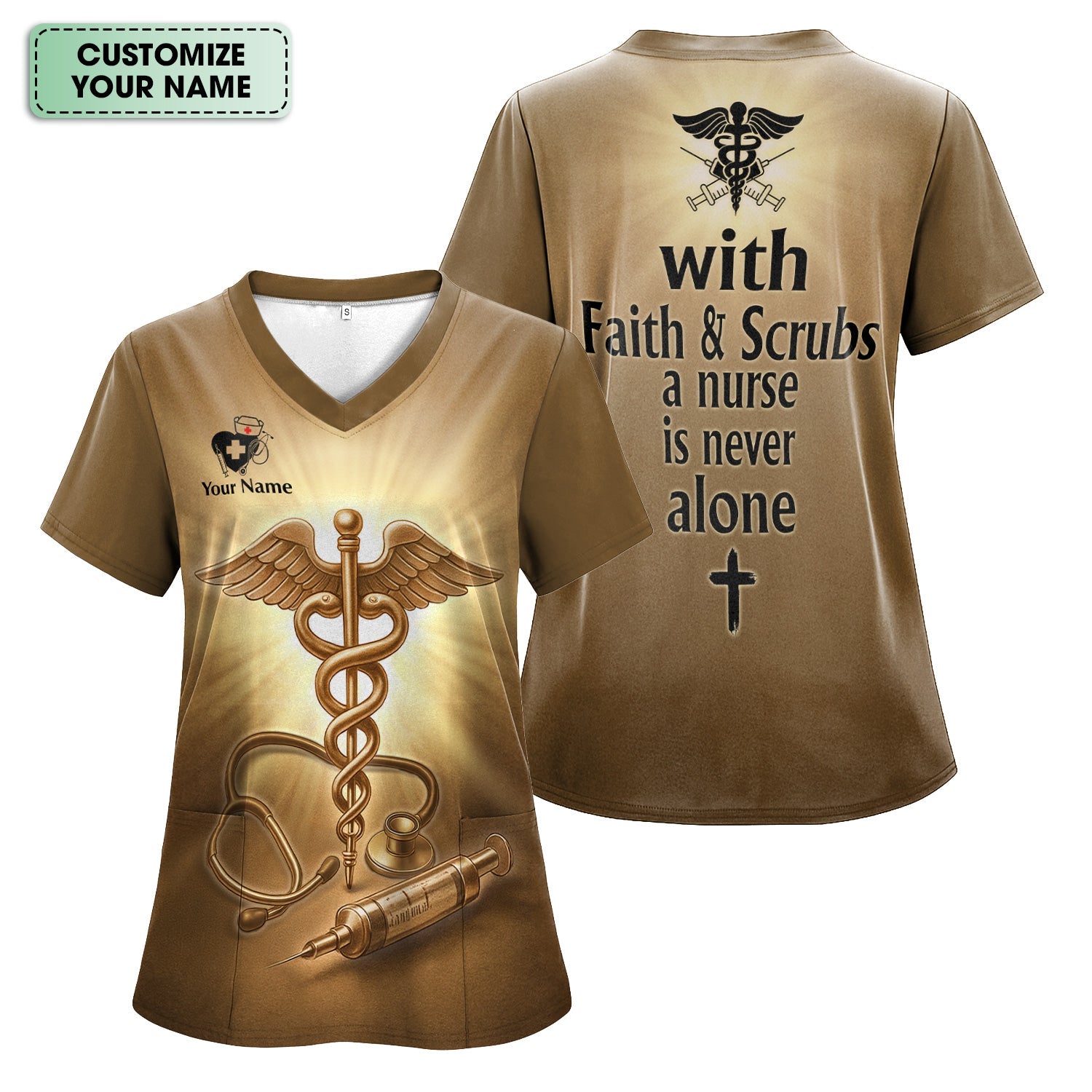 Custom Faith Nurse Shirt with Medical Cross - Inspirational Christian Nurse Graphic Tee - Gift for RN, CNA, LPN, Healthcare Worker