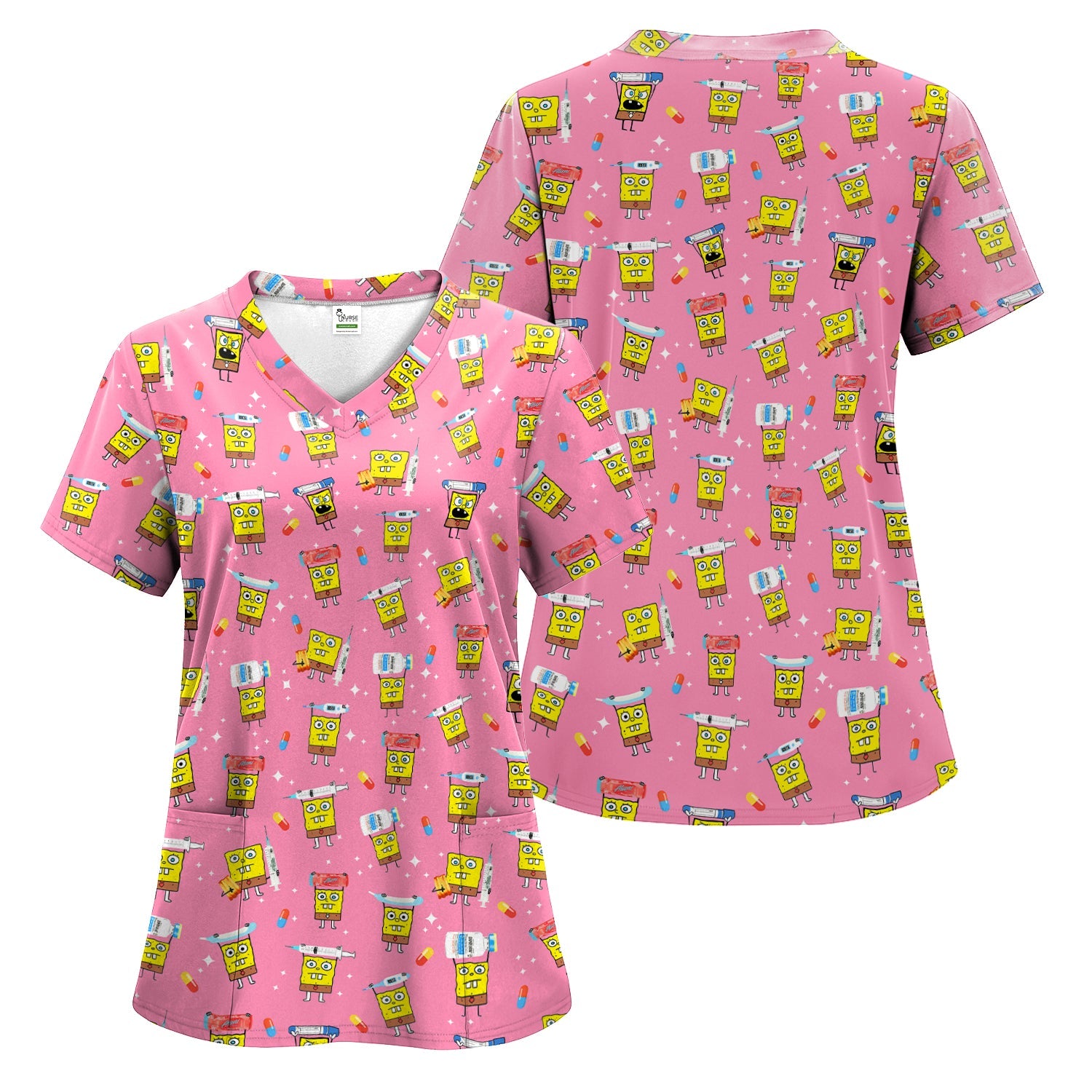 Funny Cartoon Character Shirt - All Over Print Graphic Tee for Women - Gift for RN LPN Healthcare Workers