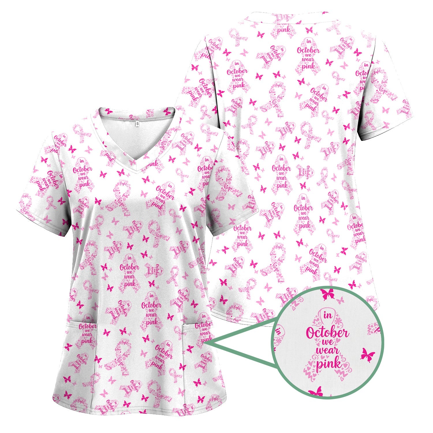 Personalized Breast Cancer Nurse Shirt - Supportive Breast Cancer Graphic Tee - Gift for RN, CNA, LPN, Healthcare Worker