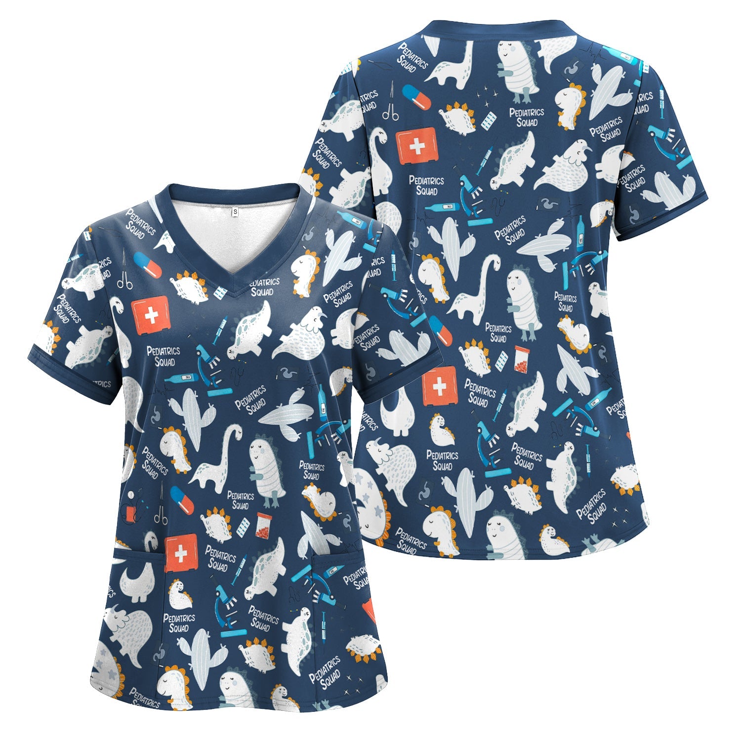 Personalized Pediatric Nurse Shirt - Cute Dinosaur Medical Graphic Tee - Gift for RN, CNA, Healthcare Worker