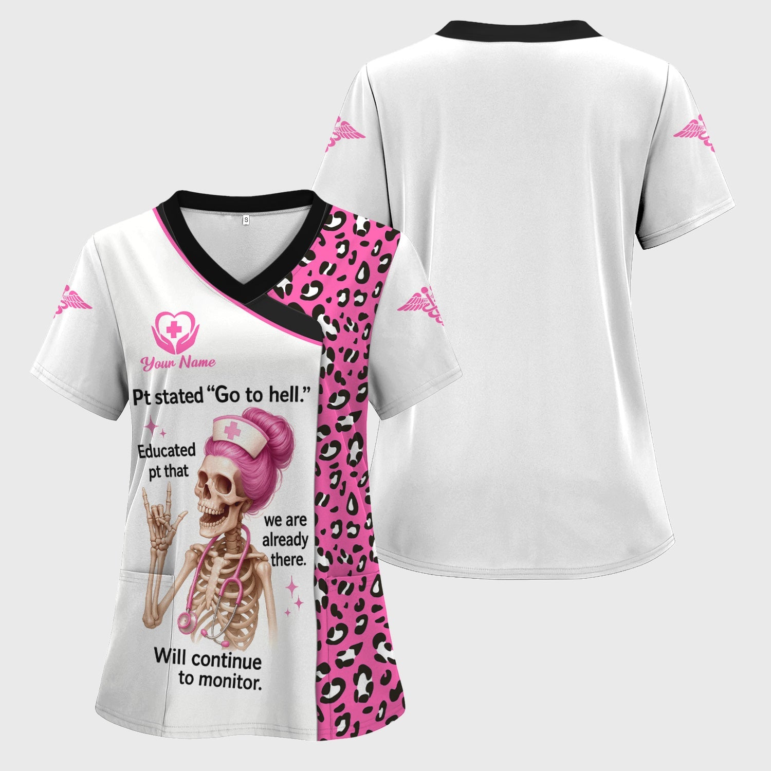 Custom Funny Nurse Shirt - Pink Skeleton & Sarcastic Quote Design - Gift for RN, LPN, Healthcare Workers