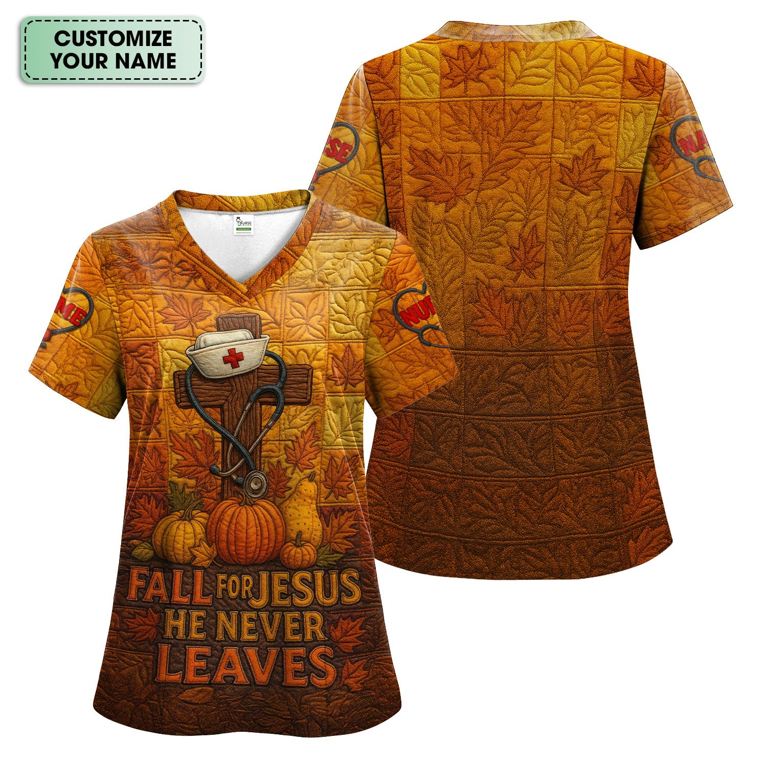 Personalized Nurse Fall Shirt - Custom Stethoscope & Cross Design - RN LPN CNA Healthcare Workers Gift