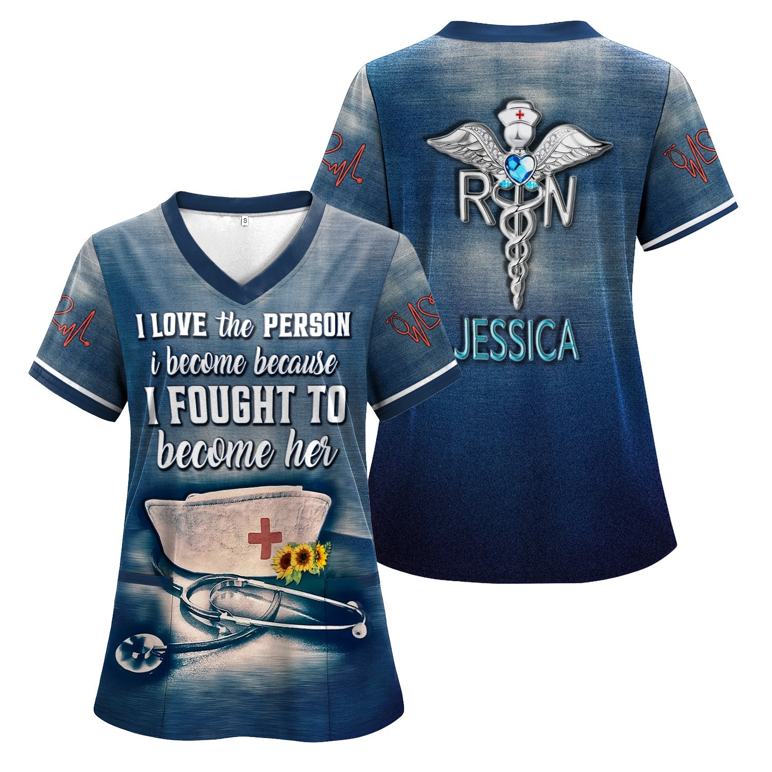 Personalized Inspirational RN Nurse Shirt - I Fought to Become Her Quote - Custom Name Gift for Registered Nurses CNA LPN