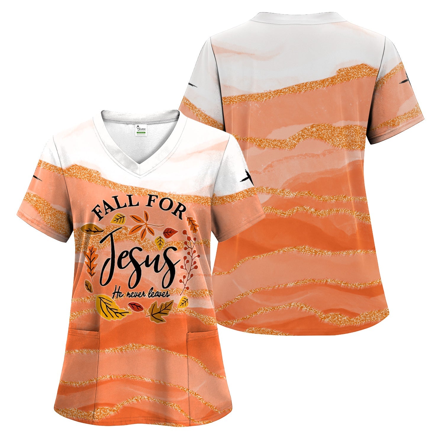 Faith Fall Shirt for Nurses - Fall for Jesus He Never Leaves Graphic Tee - Gift for Women RN LPN CNA