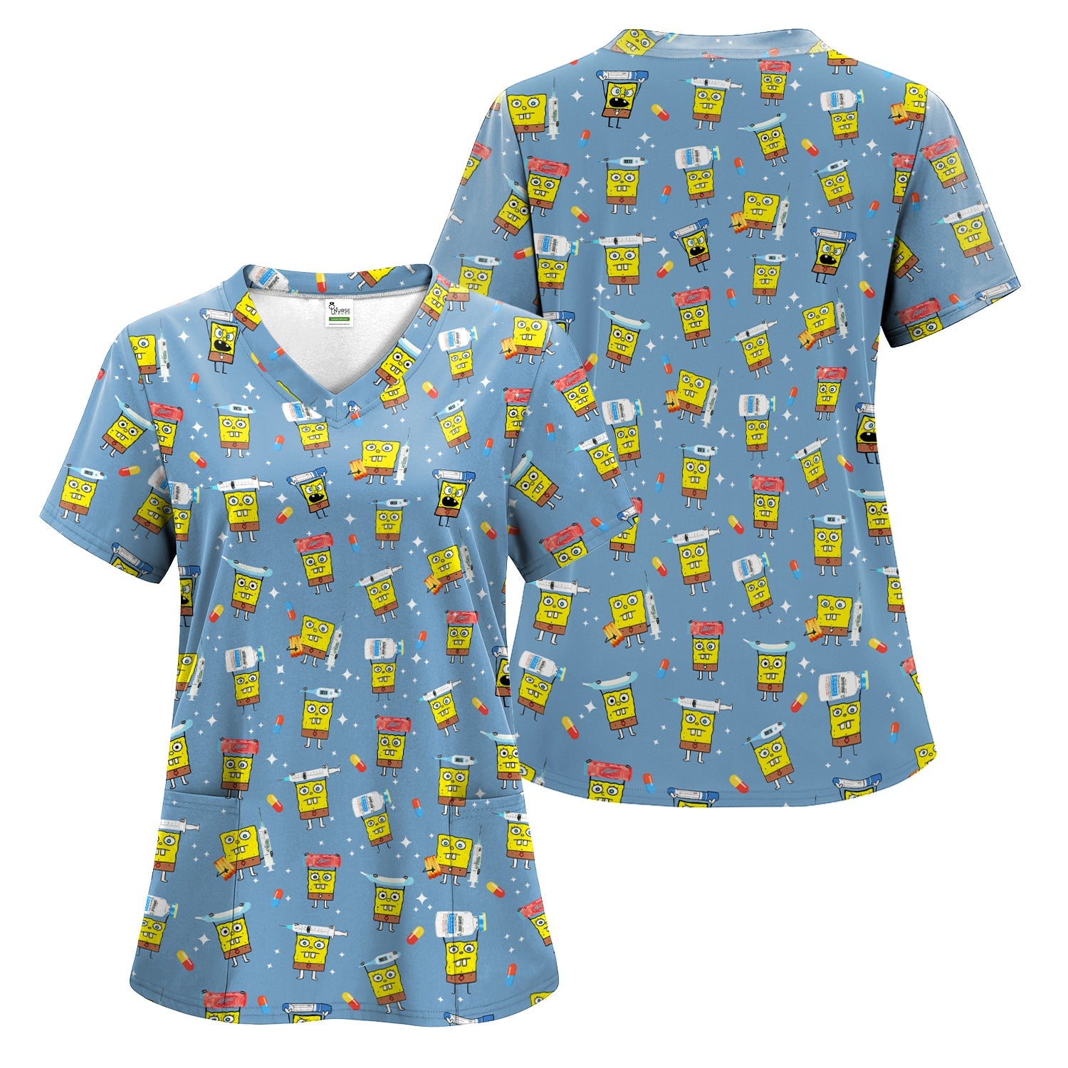 Funny Cartoon Character Shirt - All Over Print Graphic Tee for Women - Gift for RN LPN Healthcare Workers