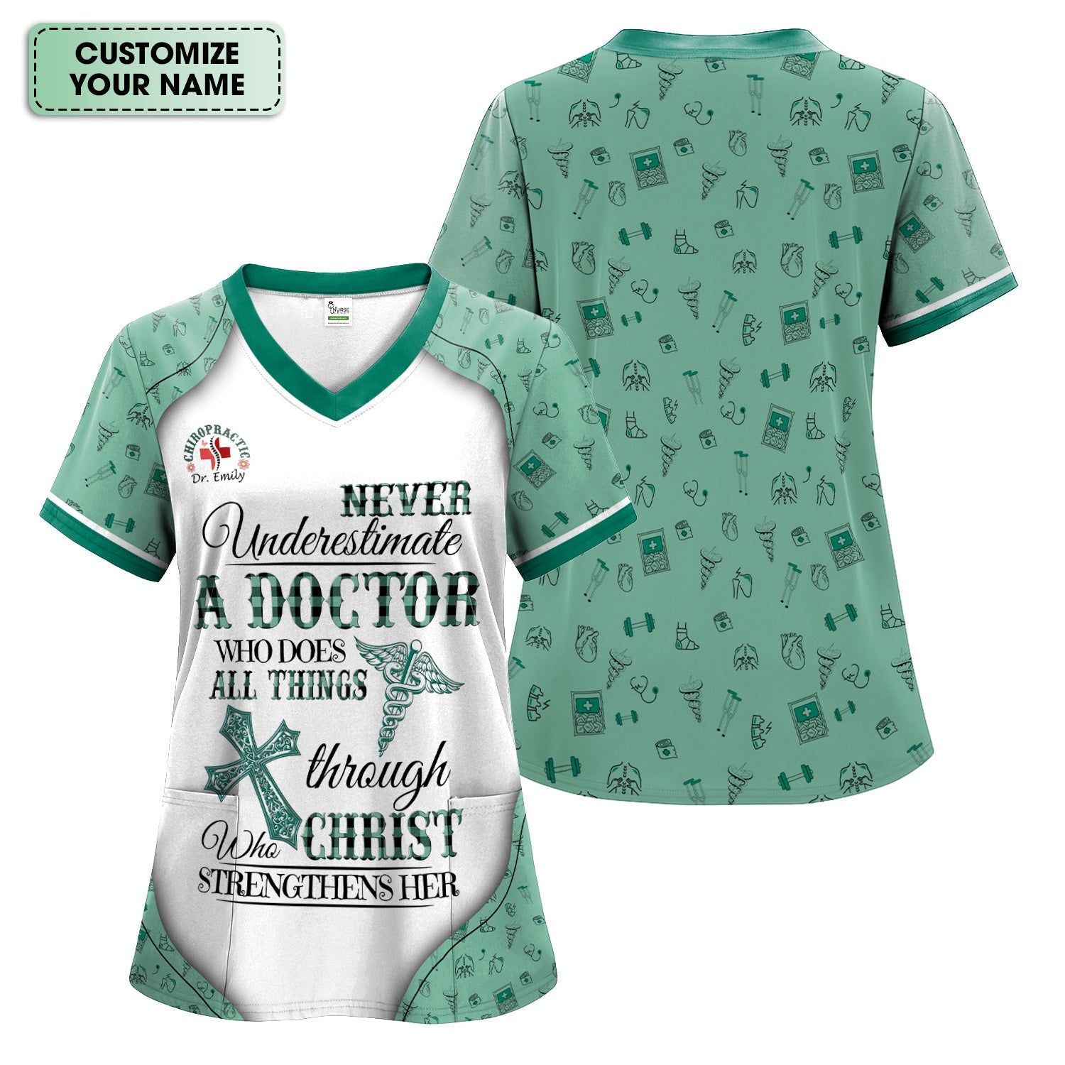 Custom Christian Nurse Shirt - All Things Through Christ Graphic Tee - Gift for Women Doctors & Medical Professionals