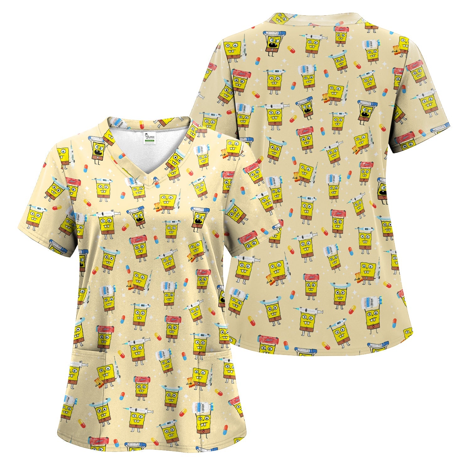 Funny Cartoon Character Shirt - All Over Print Graphic Tee for Women - Gift for RN LPN Healthcare Workers