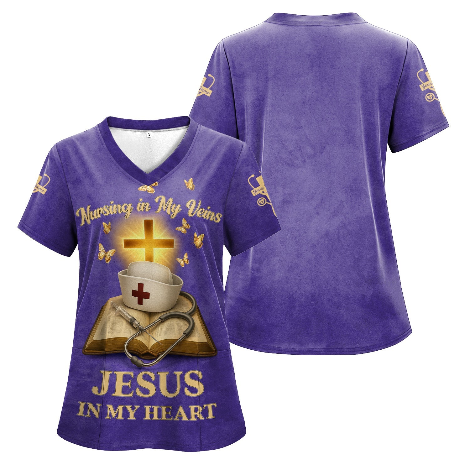 Personalized Christian Nurse Shirt - Jesus in My Heart  Quote - Available in Multiple Colors - Gift for Women RN LPN