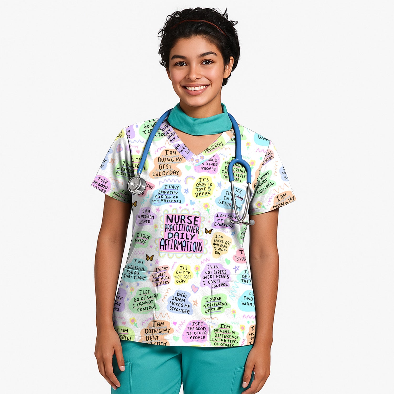 Personalized Nurse Practitioner Shirt - Daily Affirmations Pastel Design - Motivational Gift for RN LPN CNA Women
