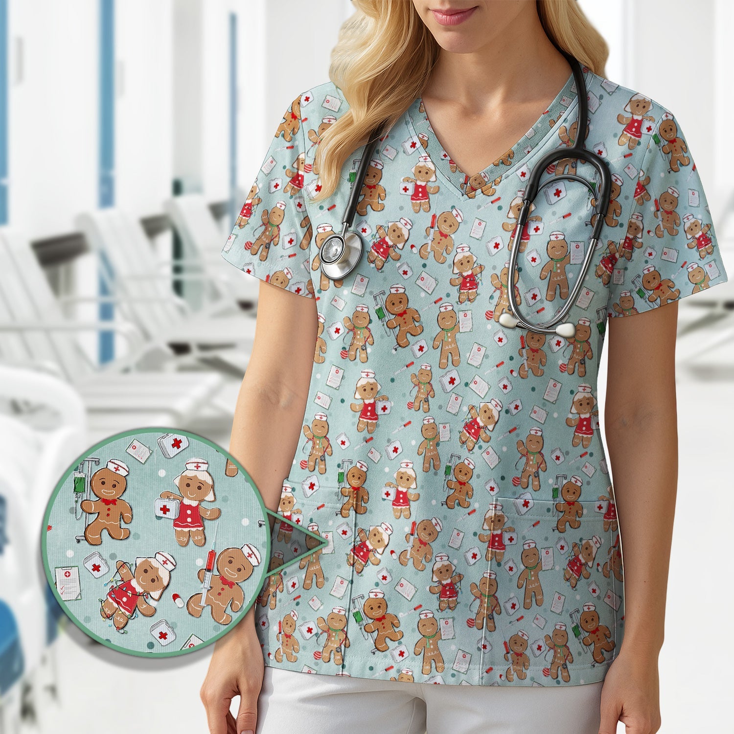 Funny Christmas Shirt for Nurses - Cute Gingerbread Cookies with Syringe Graphic Tee - Gift for Women RN LPN & Pediatric Nurses