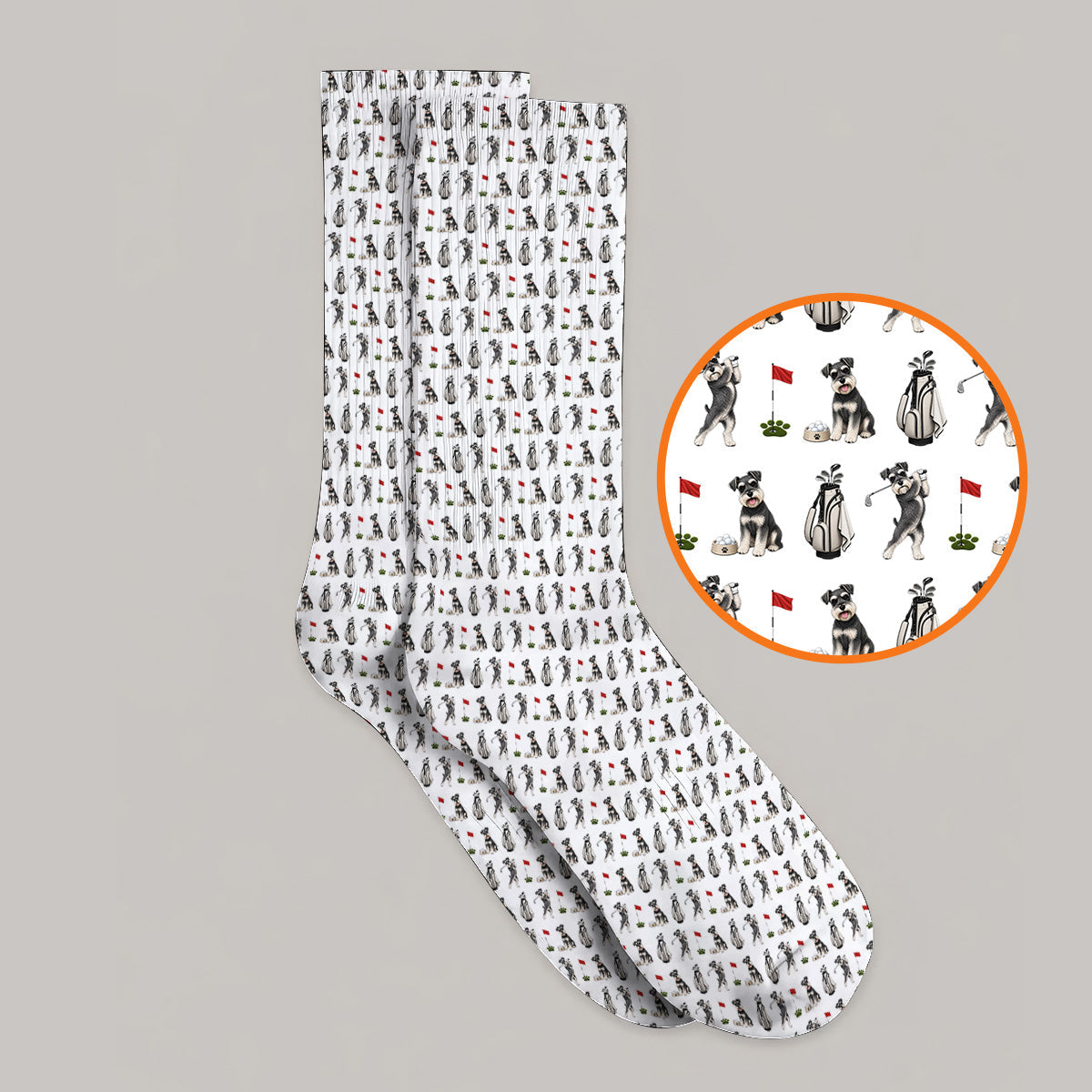 Funny Miniature Schnauzer Golf Socks, Schnauzer Pattern Golf Sock, Gift For Golf Lovers