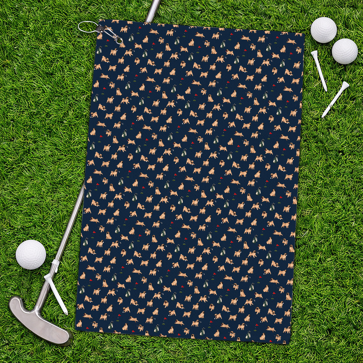 For Dog Lovers Crazy Pug Golf Towels, Pug Pattern Golf Towel, Golf Gift For Golfers