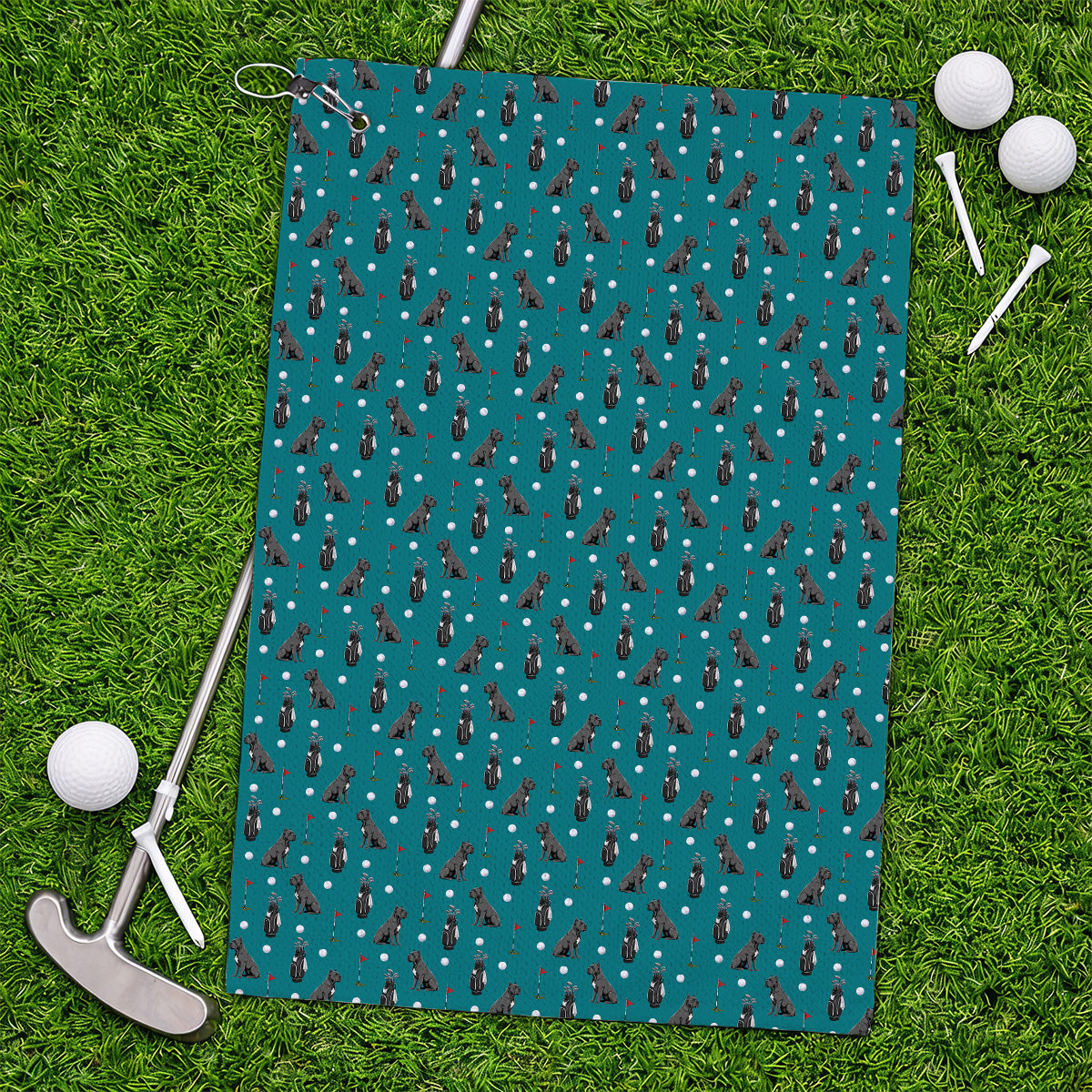 Funny Cane Corso Pattern Golf Towel, Black Cane Corso Golf Towels for Dog Lovers, Golf Gift for Golfers