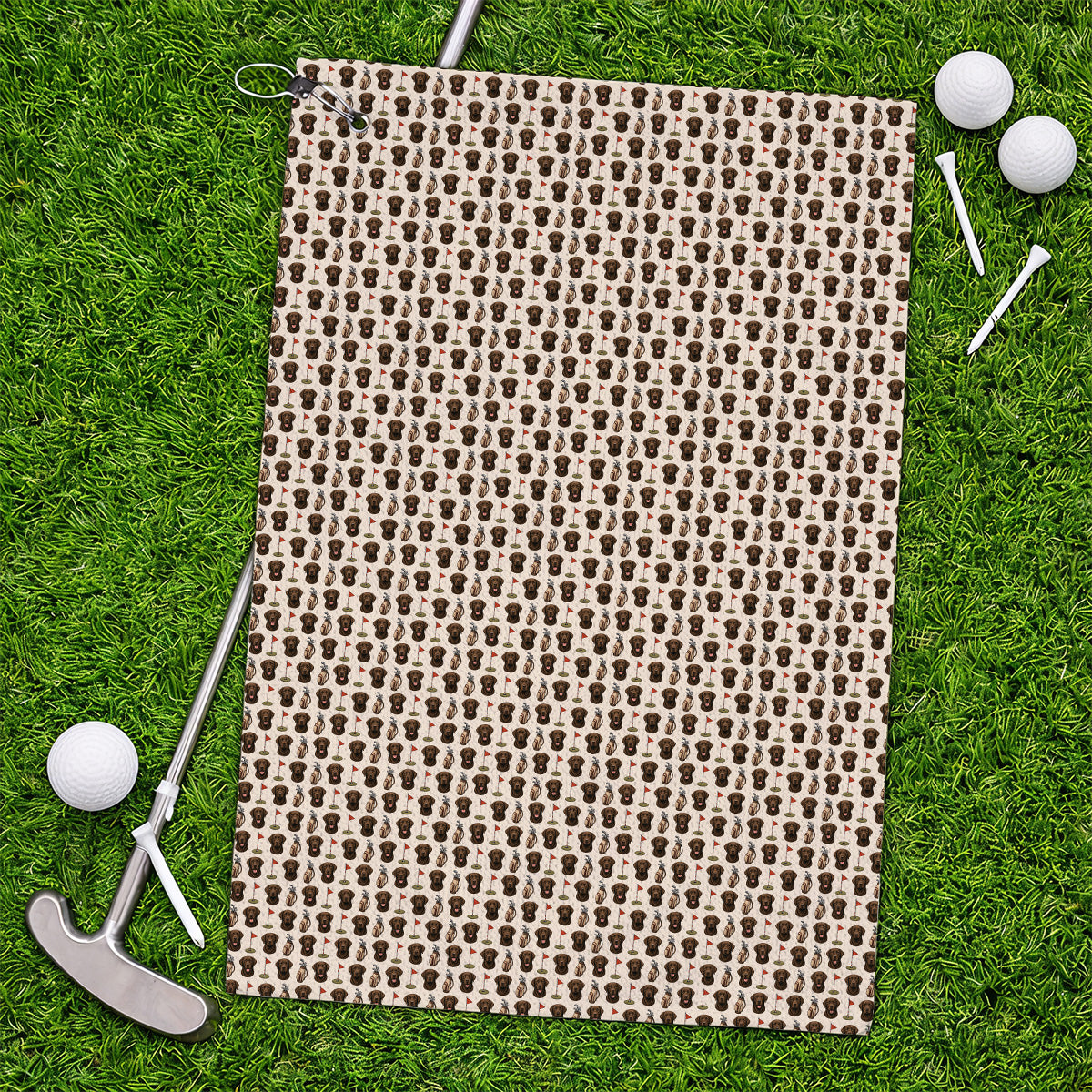 Chocolate Labrador Retriever Golf Towel, Funny Chocolate Lab Pattern Golf Towels, Dog Lover Golf Shirt