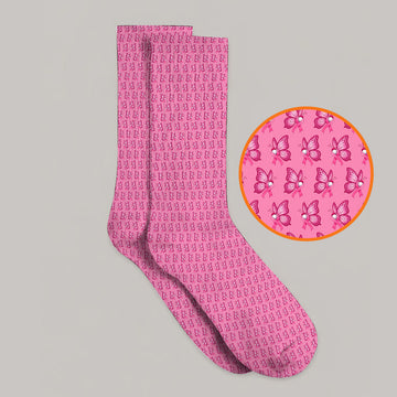 Breast Cancer Awareness Golf Socks, Pink Ribbon Butterfly Golf Sock for Golf Lovers, Support Cancer Awareness Golf Gift