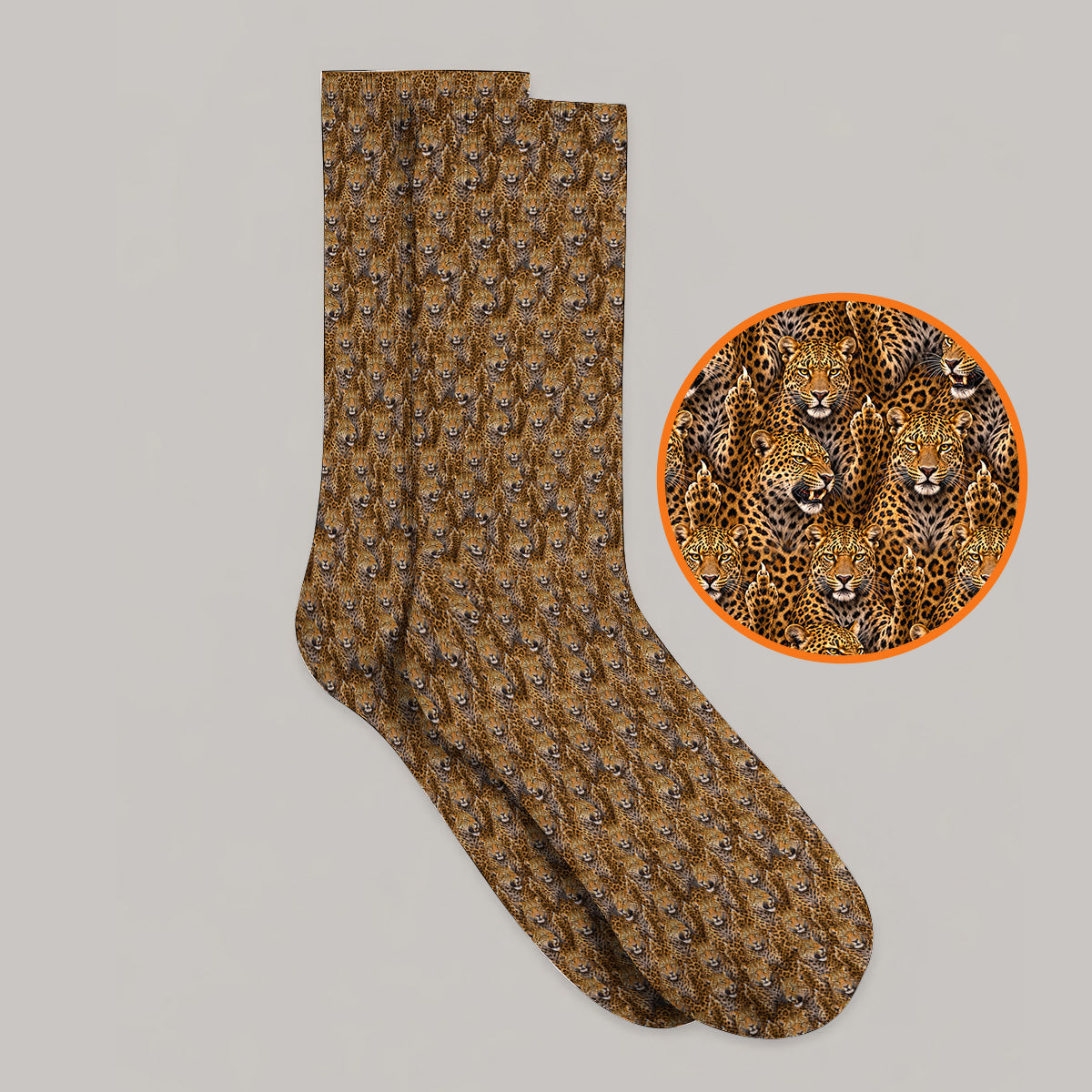 Funny Leopard Golf Socks, Bold Leopard Pattern Golf Sock, Wild Safari Gift For Golf Lovers