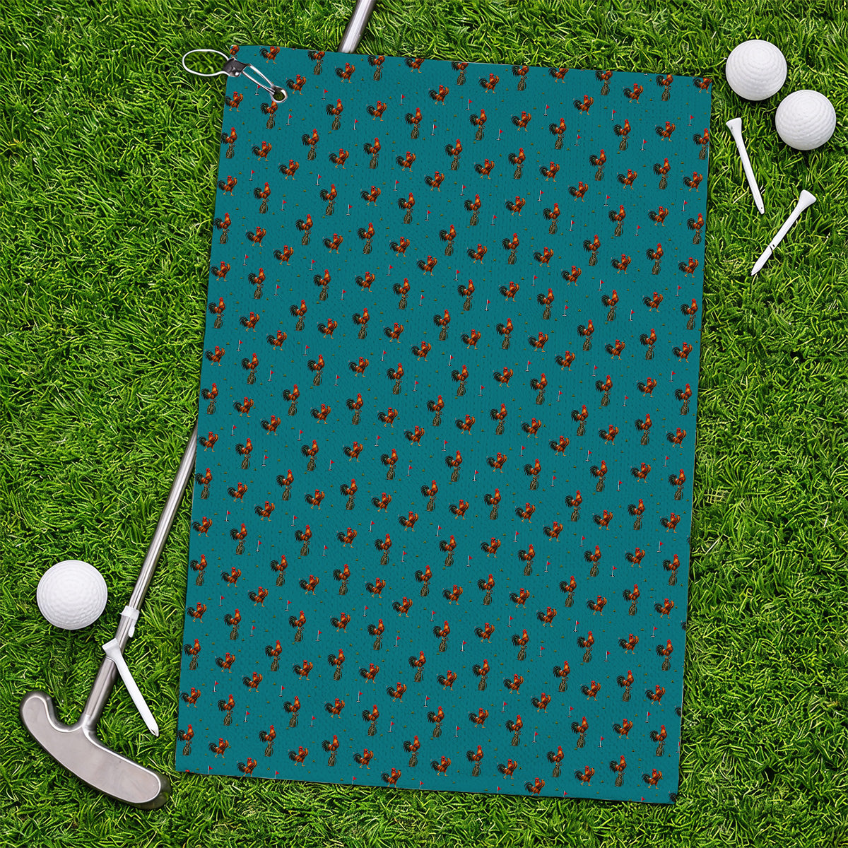 Rooster Golf Swing Towels, Rooster Pattern Golf Towel For Chicken Lovers, Crazy Golf Gift For Golfers