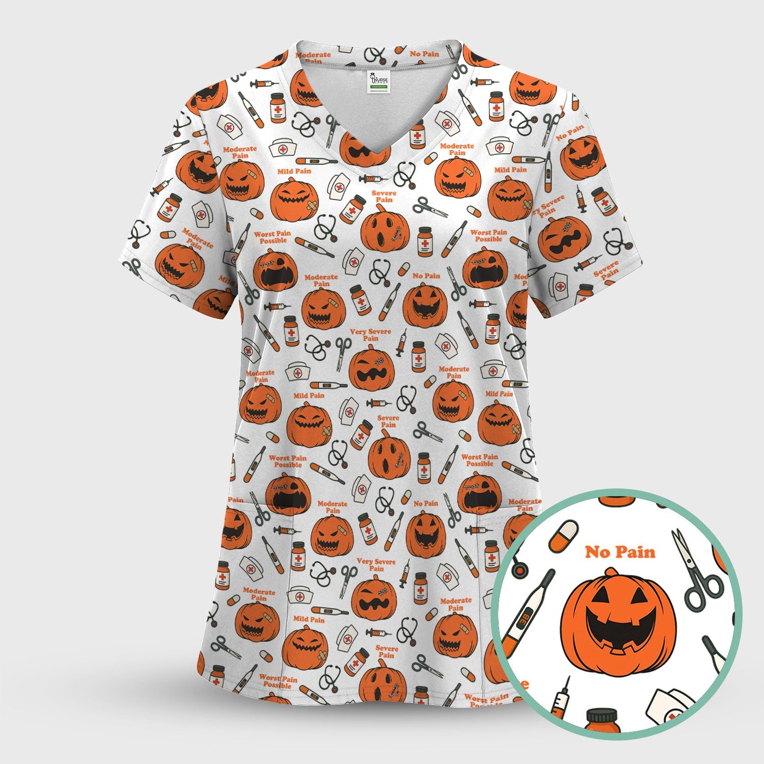 Pumpkin Pain Scale Shirt for Nurse - Halloween Nurse Medical Graphic Tee - Spooky Gift for RN LPN CNA