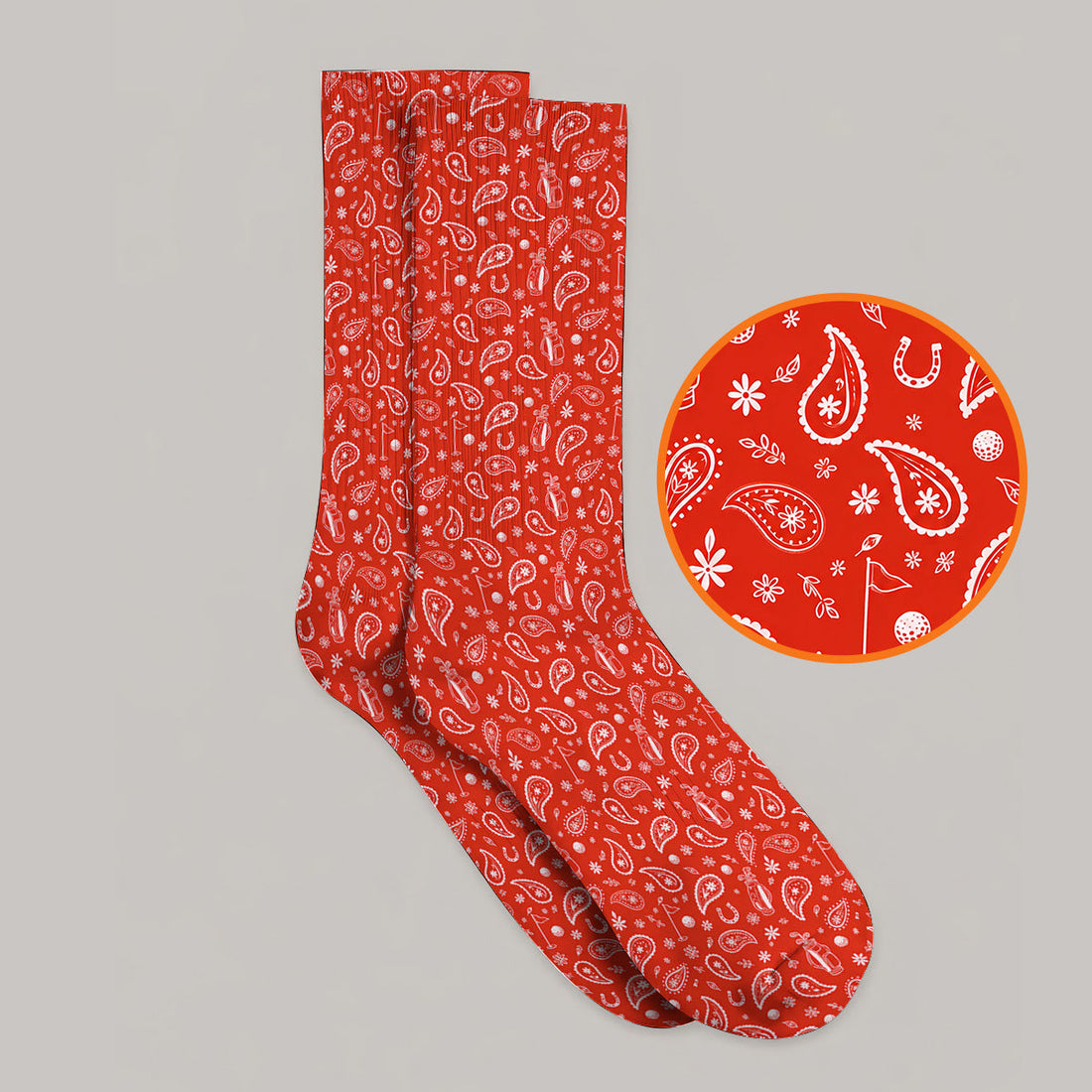 Cowgirl Paisley Pattern Golf Socks, Pink Western Golf Sock, Cute Paisley Golf Gift For Golfers
