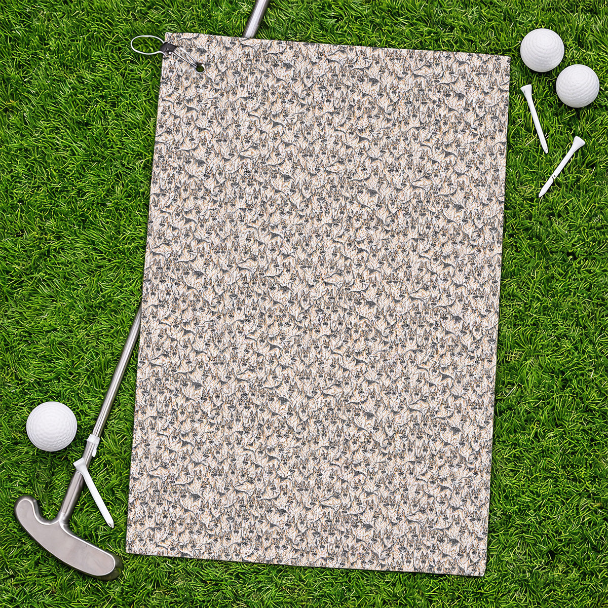 German Shepherd Golf Towels, Crazy German Pattern Golf Towel, Golf Gift For Golfers