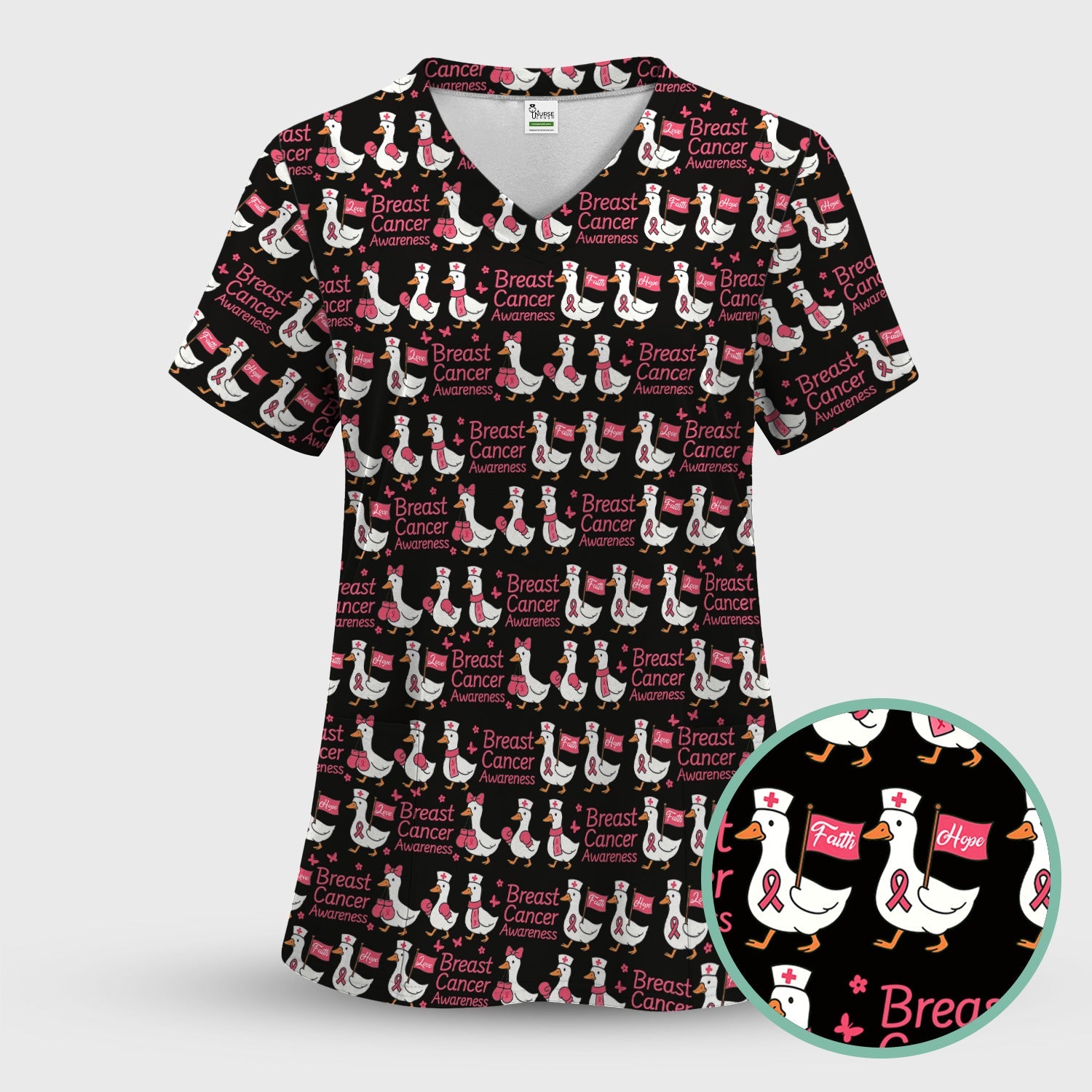Pink Ribbon Breast Cancer Awareness Shirt - Funny Graphic Tee For Nurse - CNA RN LPN Gift