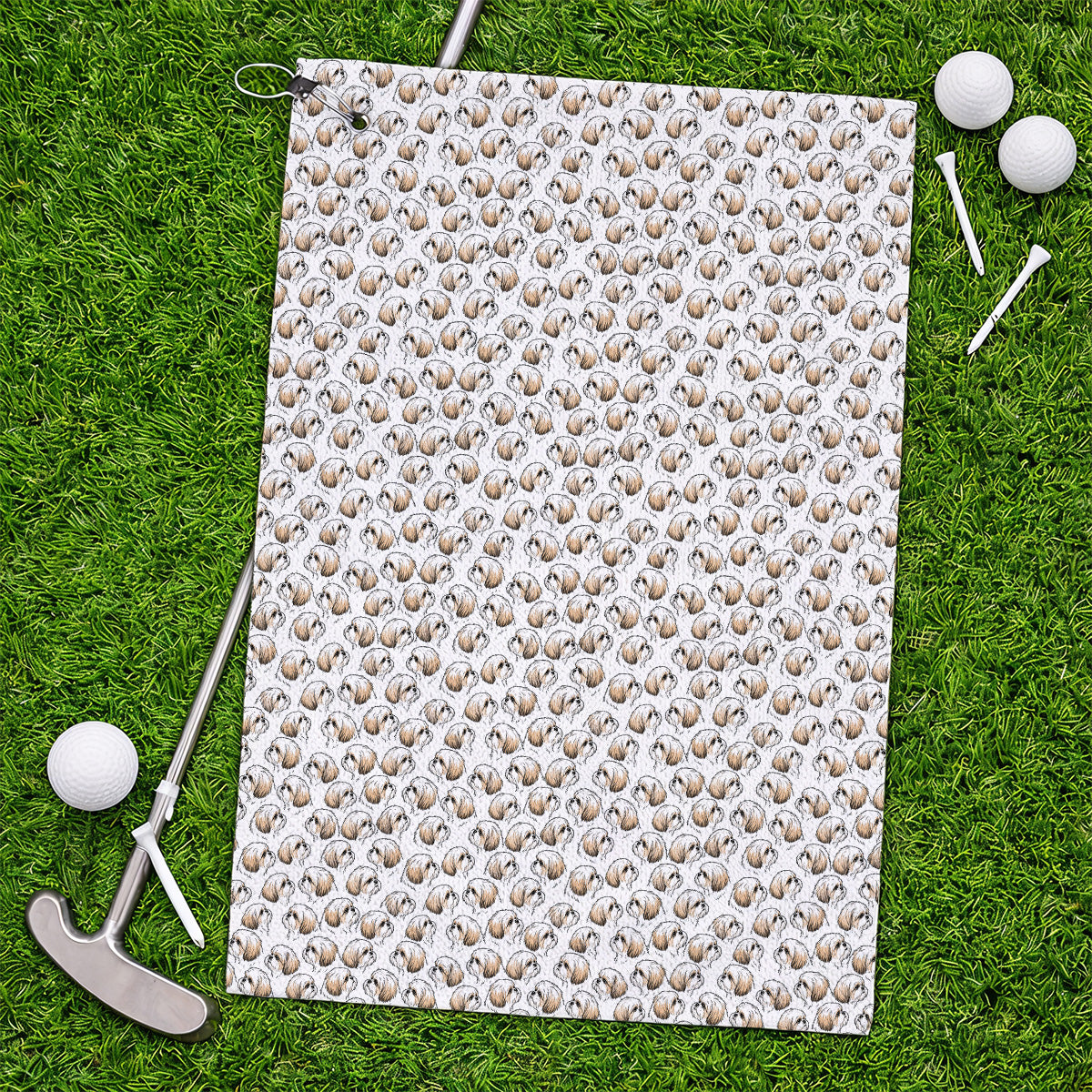 Shih Tzu Golf Towel, Cute Shih Tzu Pattern Golf Towel, Crazy Golf Gift For Dog Lover