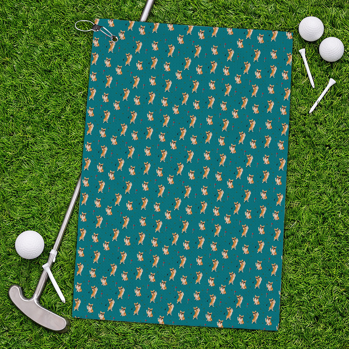Funny Corgi Pattern Golf Towel, Pembroke Welsh Corgi Golf Towels, Golf Gift For Golfer