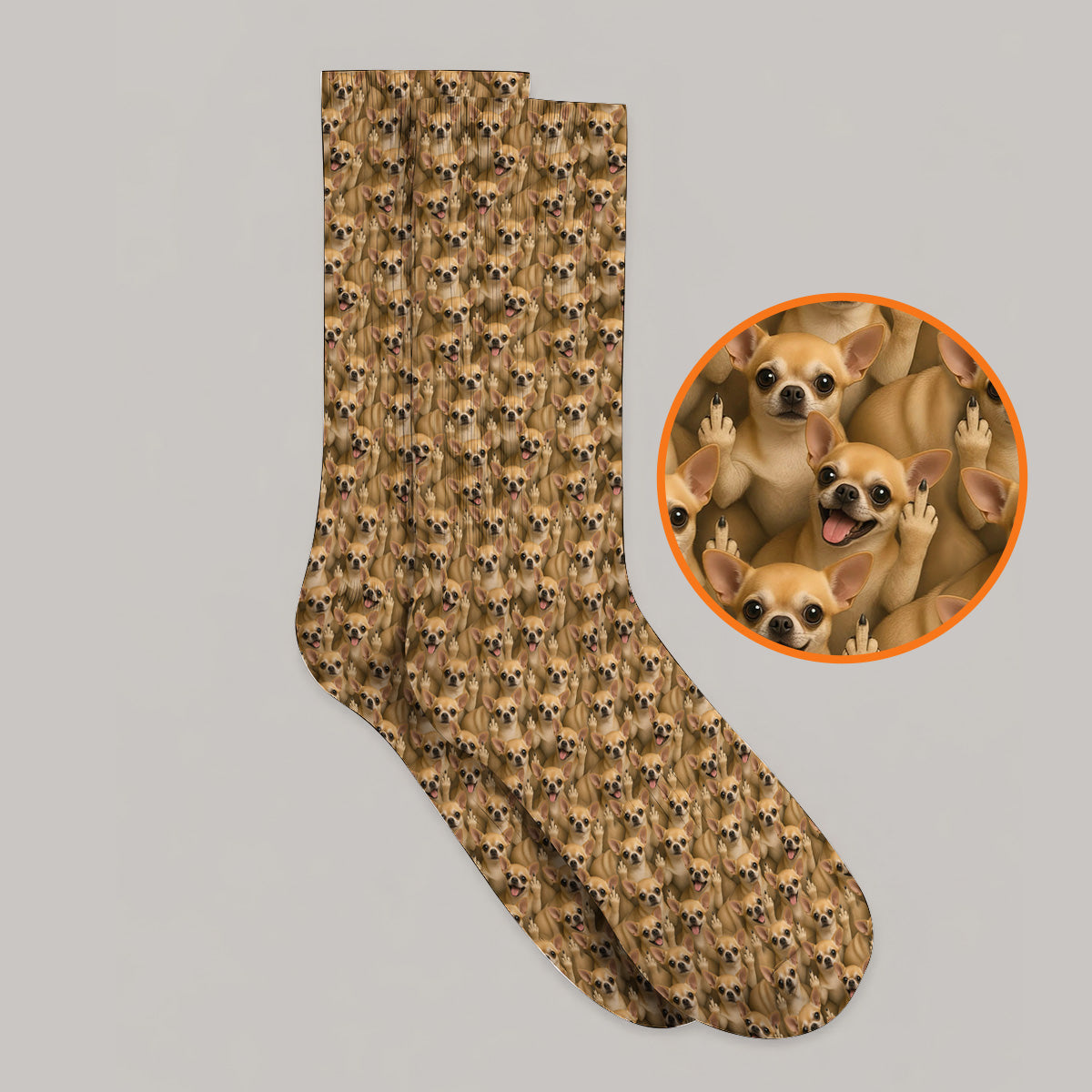 Chihuahua Middle Finger Golf Socks, Funny Chihuahua Pattern Golf Sock for Dog Lovers, Golf Gift For Golfer