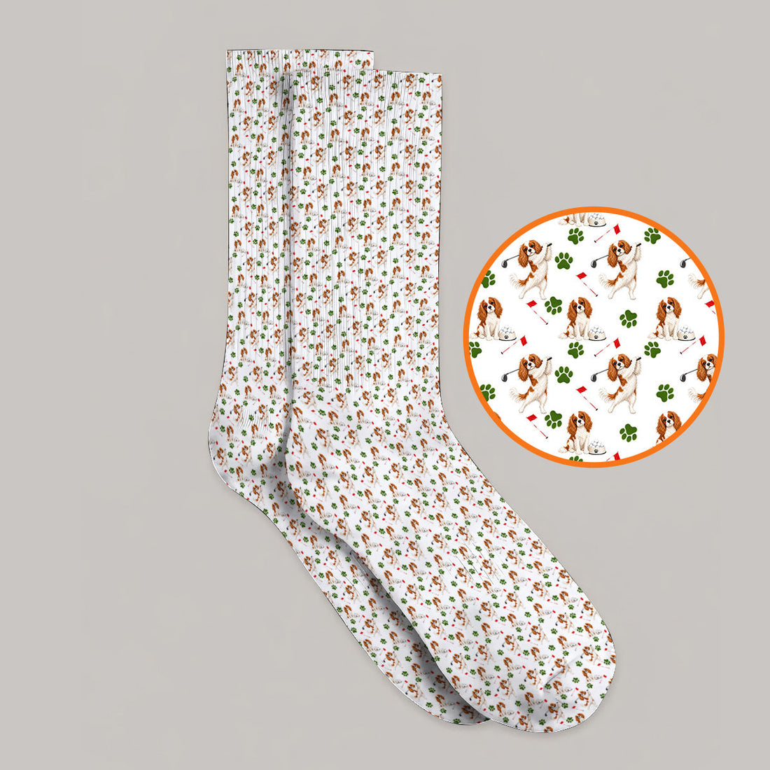 Crazy Cavalier King Charles Spaniel Golf Socks, Funny Cavalier Golf Sock, Golf Gift For Golfer