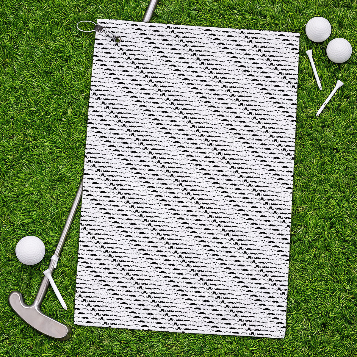 Funny Mustache Golf Towels, Movember Pattern Golf Towel, Golf Gift for Golfers