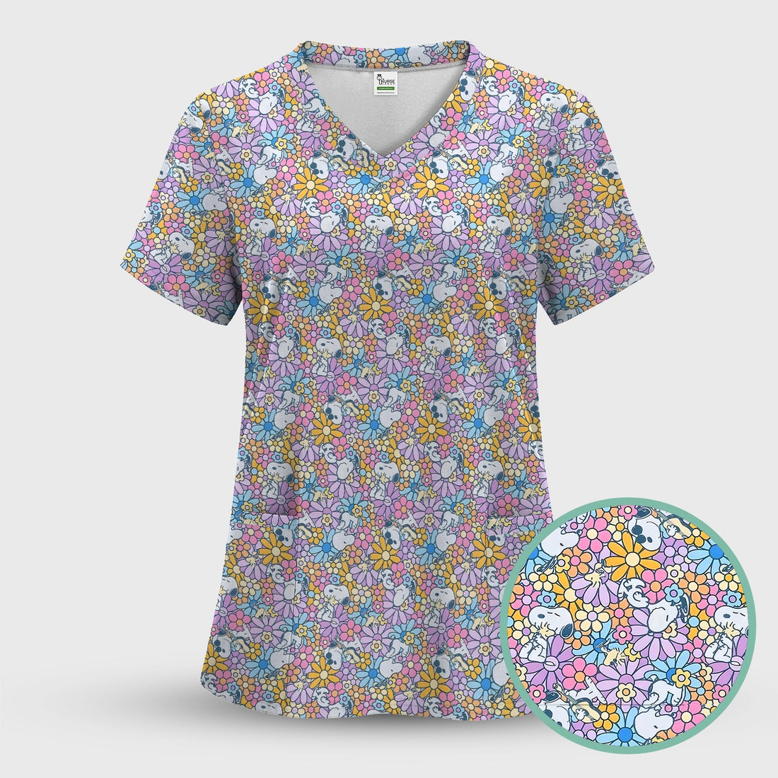 Funny Beagle Dog Nurse Shirt - Floral & Cartoon Dog Graphic Design - Gift for Women RN LPN CNA