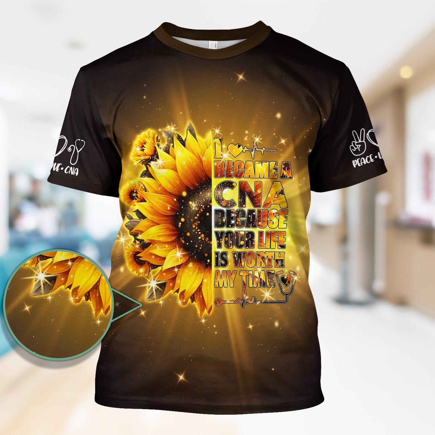 Custom CNA Floral T-Shirt - Your Life Is Worth My Time Design - Gift for Women's CNA & Nursing Assistants