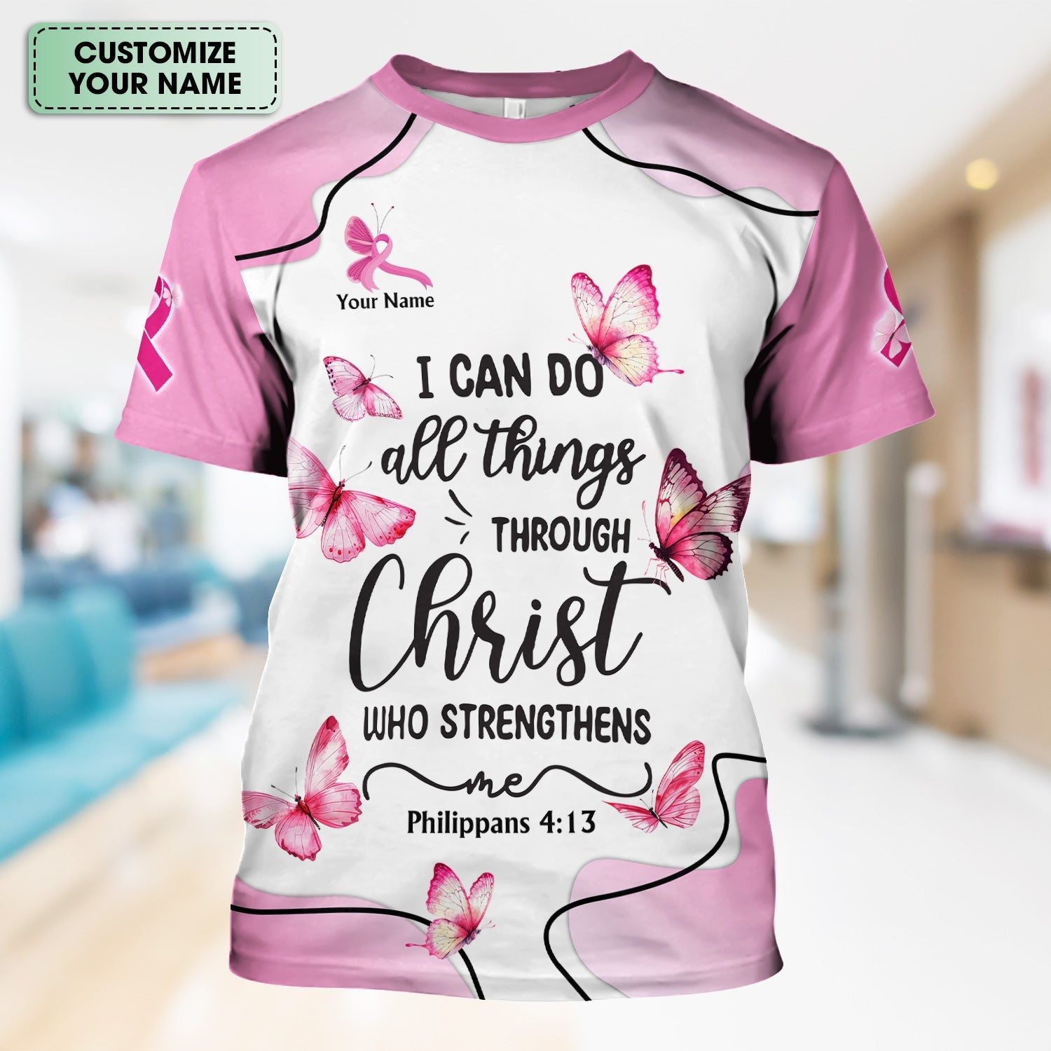 Personalized Christian Nurse Shirt - Faith Jesus Strength Religious Bible Verse Tee - Gift for RN LPN CNA Healthcare Workers