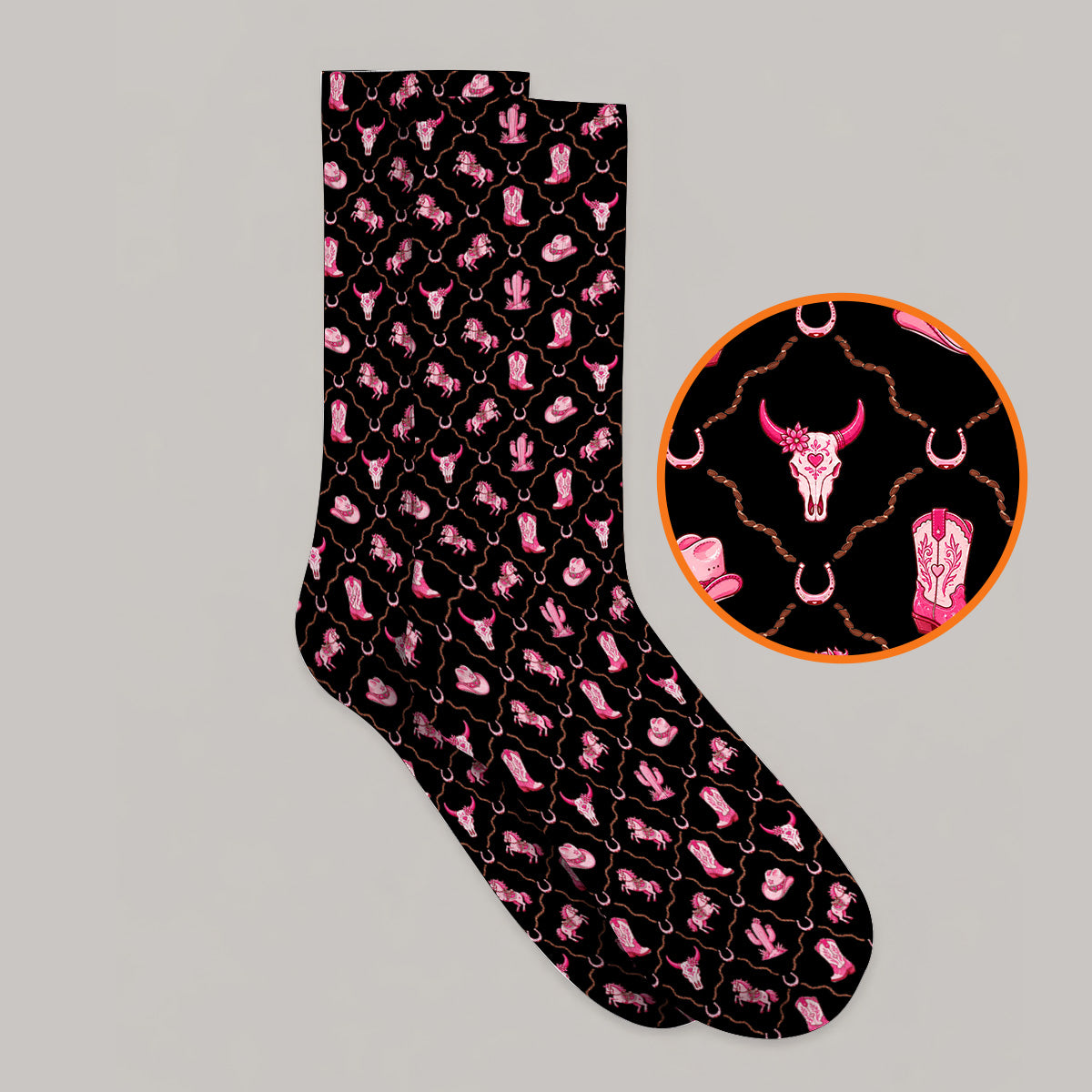 Pink Cowgirl Golf Socks, Western Rodeo Pattern Golf Sock, Funny Golf Gift For Golfers