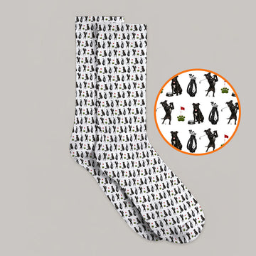 Funny Pit Bull Golf Pattern Socks, Black Pit Bull Golf Sock for Golfer, Golf Gift For Dog Lovers