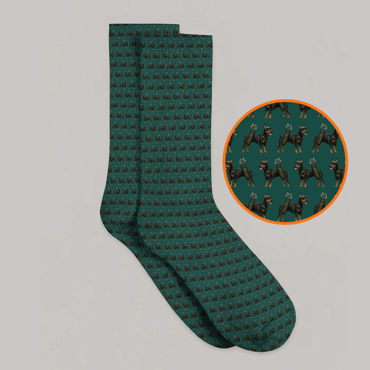 Doberman Golf Socks, Crazy Doberman Pattern Golf Sock, Dog Lover Golf Gift