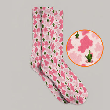 Funny Cowgirl Cactus Golf Socks, Pink Western Pattern Golf Sock, Cute Cowgirl Golf Gift For Golfers
