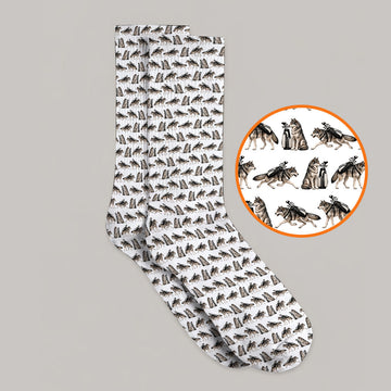 Wolf Golf Pattern Socks, Wild Wolf Golfing Sock, Unique Wolf Golf Gift for Golfers