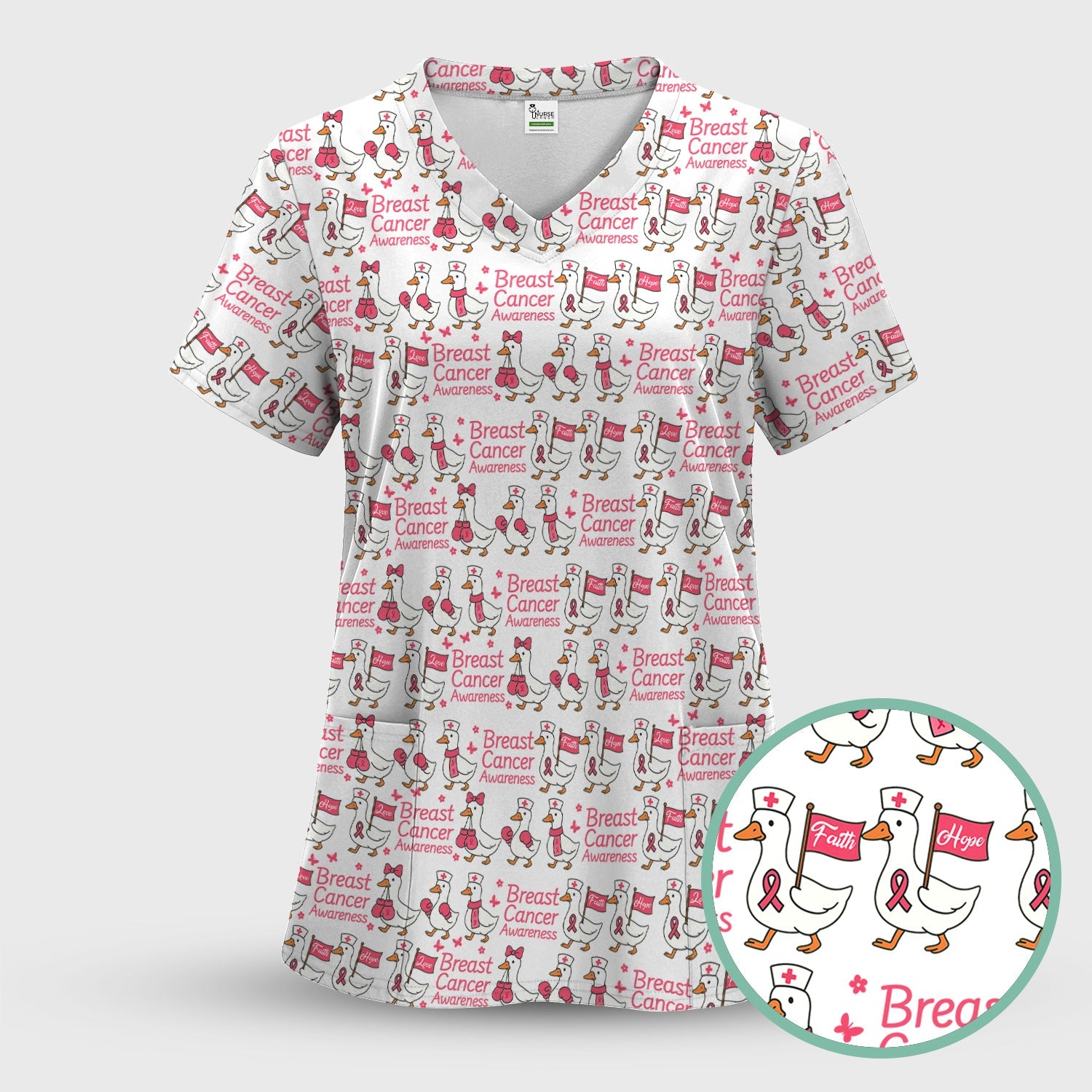 Pink Ribbon Breast Cancer Awareness Shirt - Funny Graphic Tee For Nurse - CNA RN LPN Gift