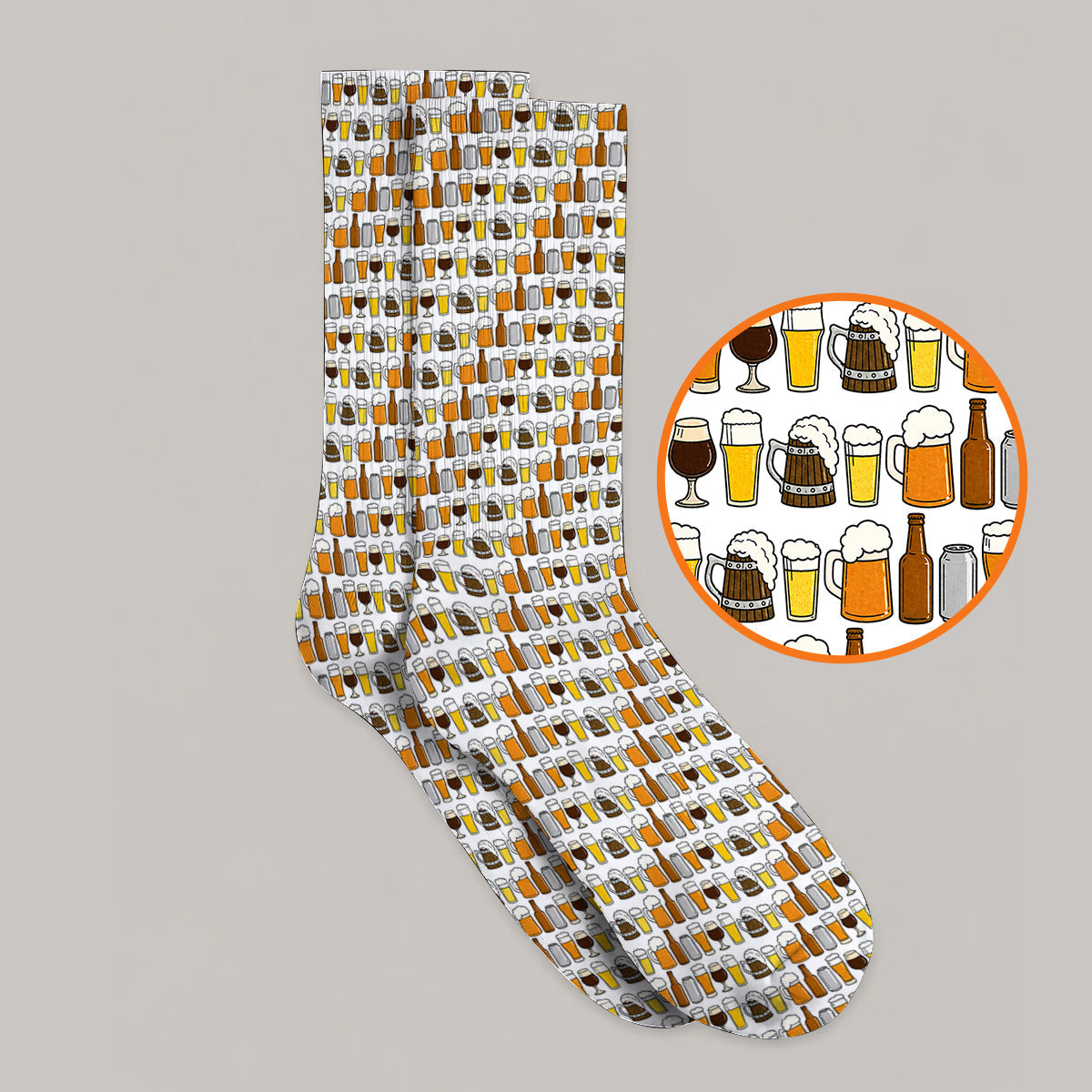 Beer Pattern Golf Socks, Funny Beer Lover Golf Sock, Golf Gift For Beer Lovers