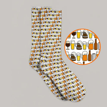 Beer Pattern Golf Socks, Funny Beer Lover Golf Sock, Golf Gift For Beer Lovers
