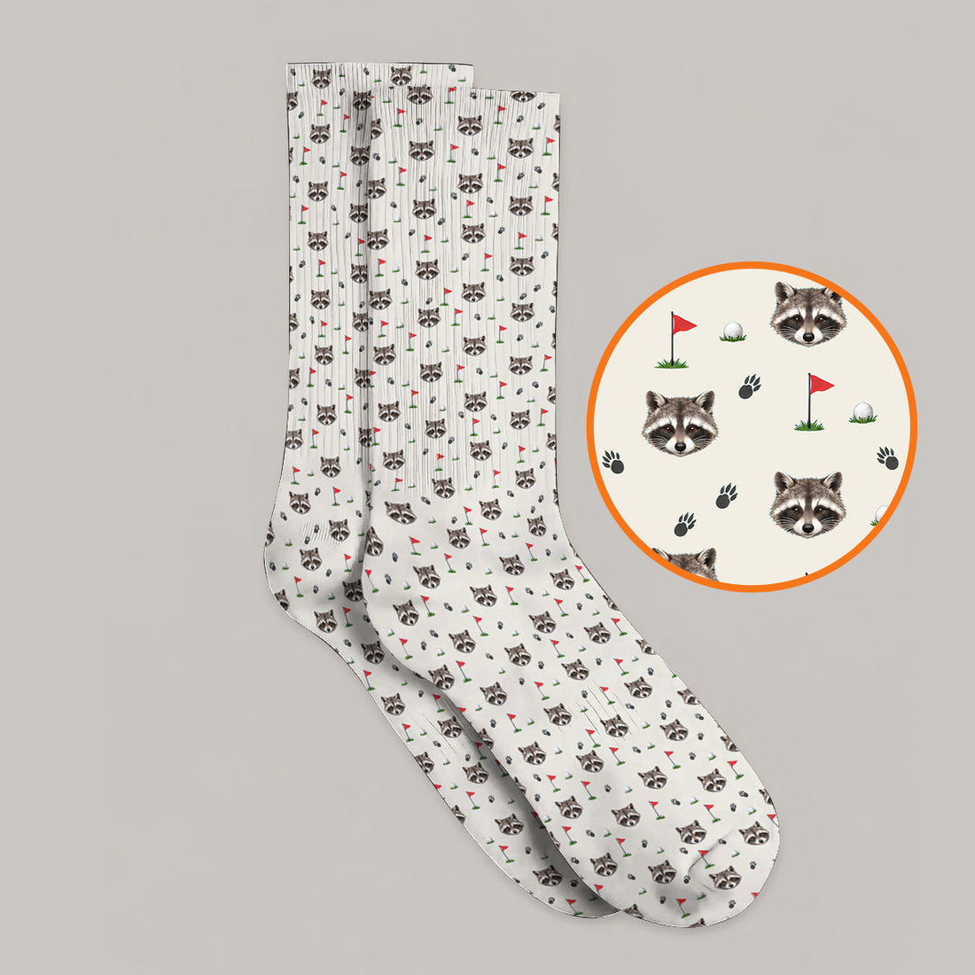 Funny Raccoon Golf Socks, Raccoon Pattern Golf Sock, Golf Gift For Golfers