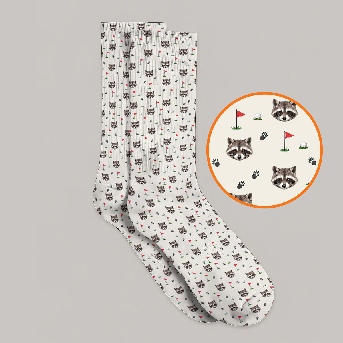 Funny Raccoon Golf Socks, Raccoon Pattern Golf Sock, Golf Gift For Golfers