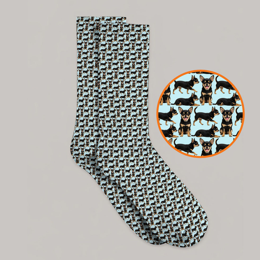 Funny Black Chihuahua Golf Sock, Cute Chihuahua Golf Pattern Socks, Dog Lovers Golf Gift For Golfer