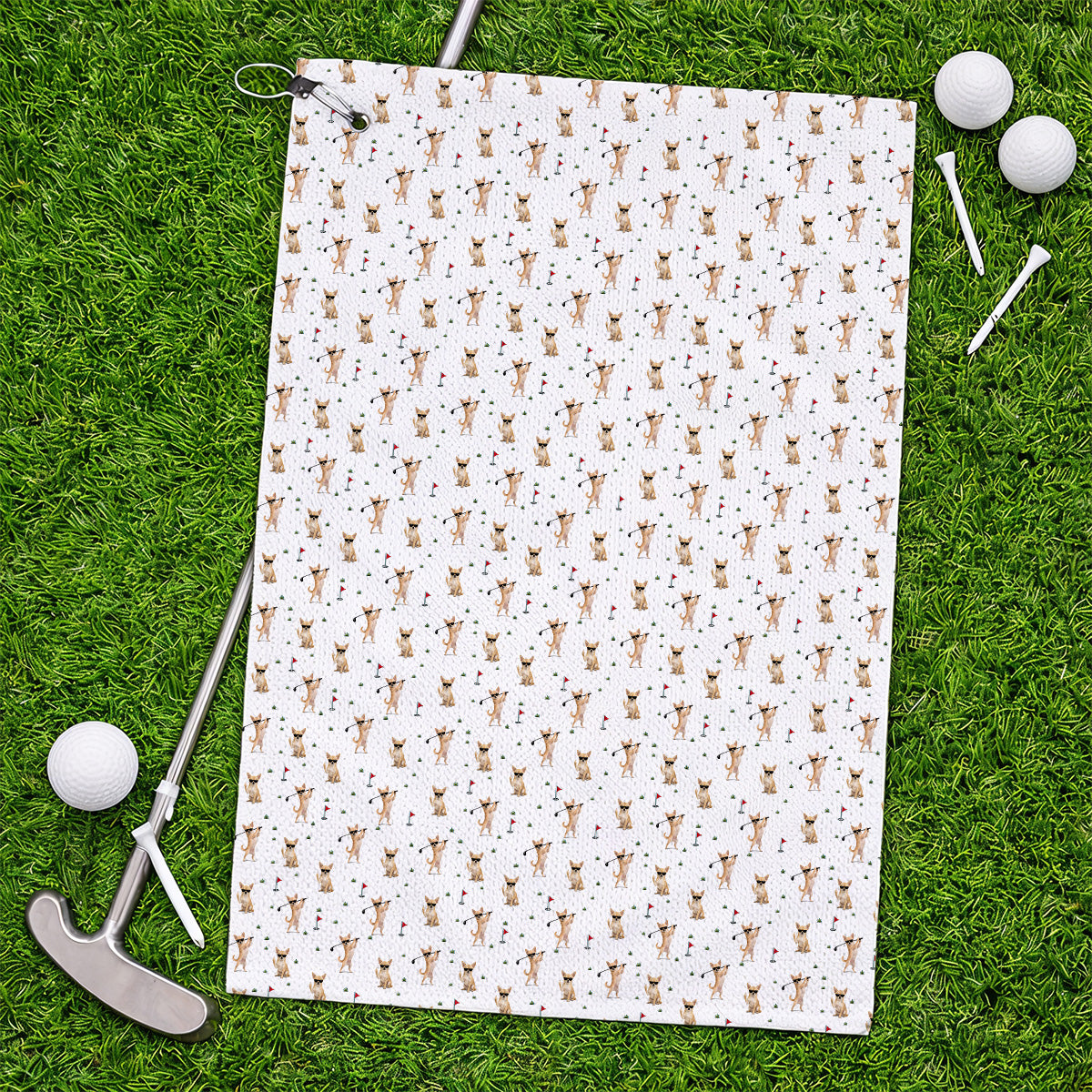 Funny Chihuahua Golf Towel, Cute Chihuahua Golf Pattern Towels for Dog Lovers, Crazy Golf Gift For Golfer