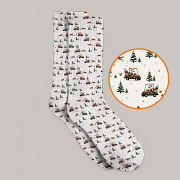 German Shepherd Pattern Golf Socks, German Christmas Golf Cart Sock, Festive Golf Gift for Dog Lovers