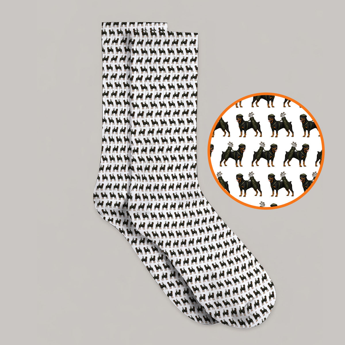 Rottweiler Golf Socks, Rottweiler Dog Golf Pattern Sock, Crazy Golf Gift For Golfer